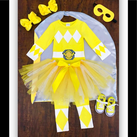 Boutique Costumes Yellow Power Ranger Costume Outfit Sz 56 78